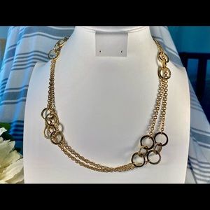 Gold Tone Long Necklace Sparkle